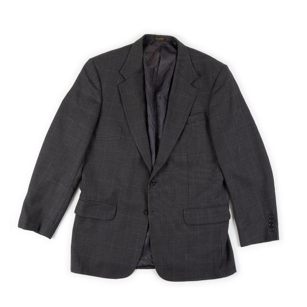 OSCAR DE LA RENTA blue grey black houndstooth blazer size 41L